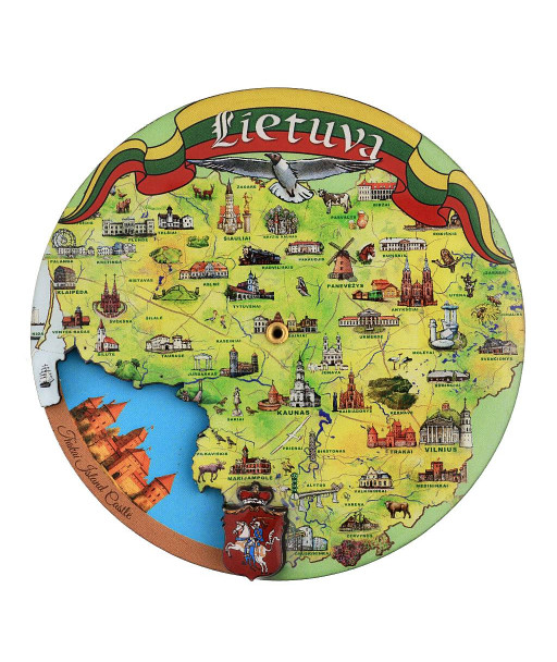 Round Magnet with Rotating Map of Lithuania